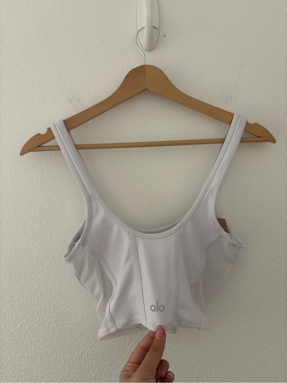 Alo Yoga Airbrush Mesh Corset Tank in white